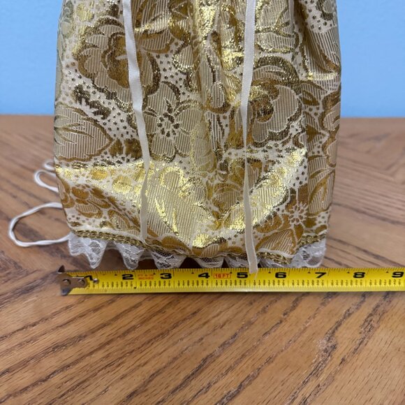 Light Up Vintage Porcelain Face Angel Christmas Tree Topper Gold Brocade Gown - Picture 12 of 16